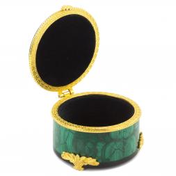 Шкатулка из малахита "Подарок" 6х6х3,5 см