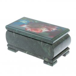 Шкатулка &amp;quot;Роза&amp;quot; из змеевика 16х8х7,5 см