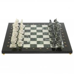 Шахматы &amp;quot;Средневековье&amp;quot; доска 40х40 см мрамор / шабровский змеевик