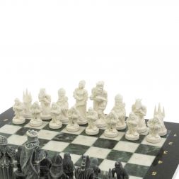 Шахматы &amp;quot;Средневековье&amp;quot; доска 40х40 см мрамор / шабровский змеевик