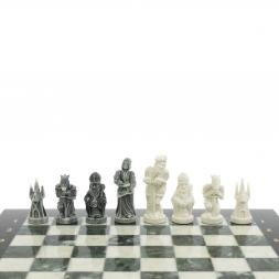 Шахматы &amp;quot;Средневековье&amp;quot; доска 40х40 см мрамор / шабровский змеевик