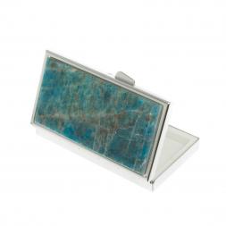 Таблетница на 3 отделения камень голубой апатит серебро