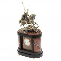 Бронзовые часы на камне "Георгий Победоносец" креноид в кейсе