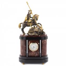 Бронзовые часы на камне "Георгий Победоносец" креноид в кейсе