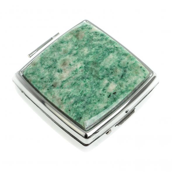 Таблетница на 2 отсека камень лиственит цвет серебро 123353