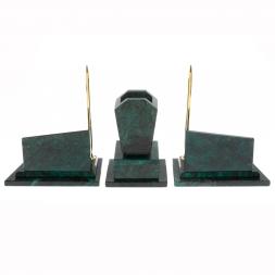 Настольный набор &amp;quot;Бюрократ&amp;quot; с часами из змеевика