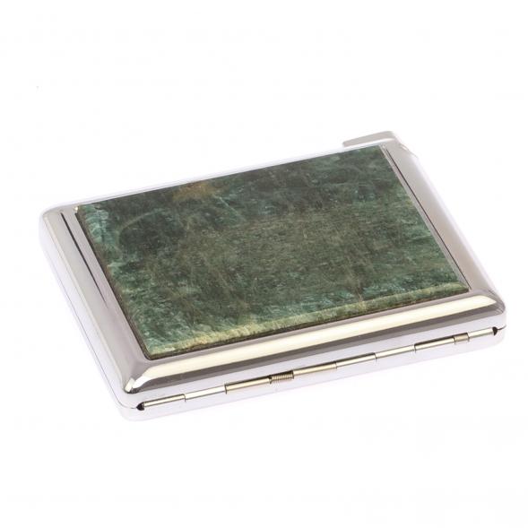 Портсигар на 20 сигарет с зажигалкой камень зеленый апатит 125602