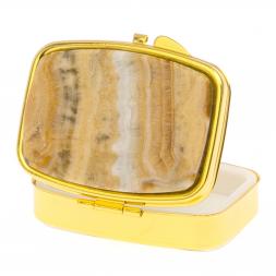 Таблетница на 2 отделения камень оникс цвет золото