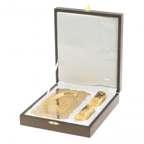 Набор из двух стопок &amp;quot;Горный орёл&amp;quot; на подносе Златоуст 127040