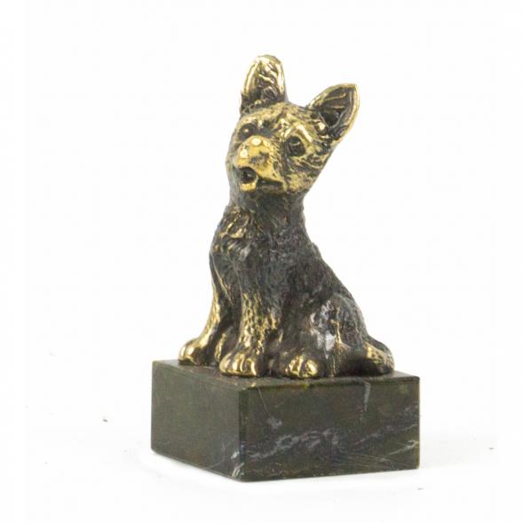Фигурка из бронзы &amp;quot;Собачка малая №1&amp;quot; змеевик 118615