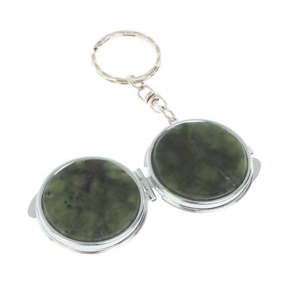 Складное зеркало брелок из нефрита круглое 127985