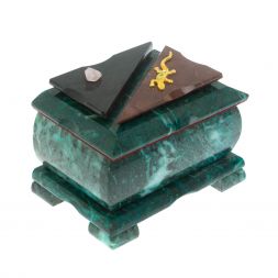 Шкатулка прямоугольная камень змеевик / лемезит 12х8,5х8,5 см