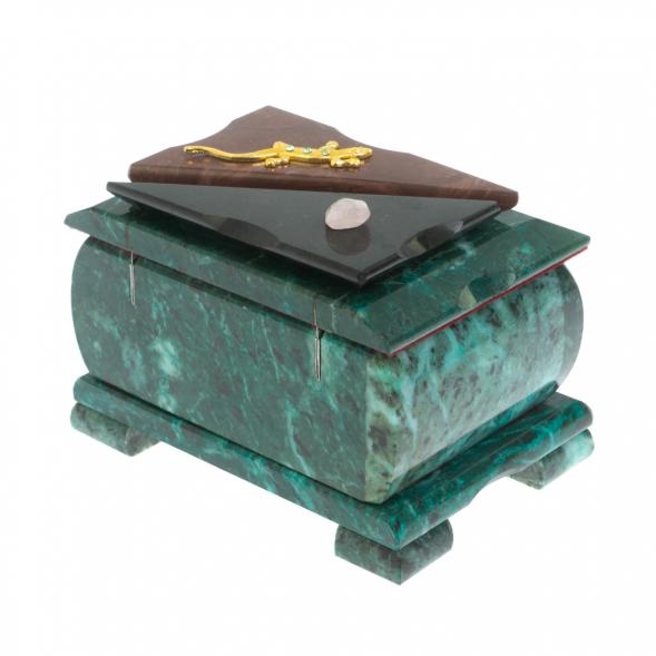 Шкатулка прямоугольная камень змеевик / лемезит 12х8,5х8,5 см 128537