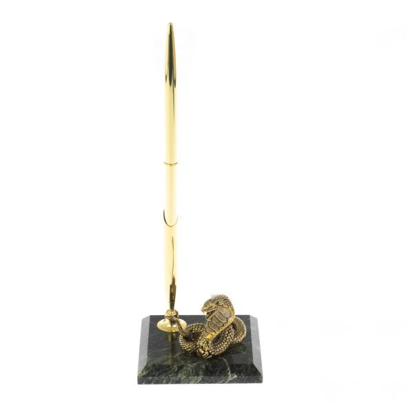 Подставка под ручку «Кобра» бронза змеевик 7×7х18 см 128755