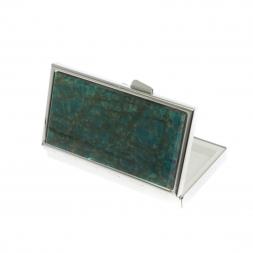 Таблетница на 3 отделения камень зеленый апатит цвет серебро