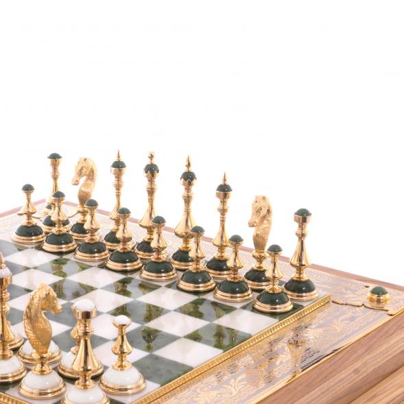 Шахматы ларец &amp;quot;Баталия&amp;quot; камень нефрит мрамор Златоуст 122059