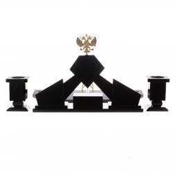 Письменный набор &amp;quot;Герб&amp;quot; с лотком для бумаг А4 и бюваром камень змеевик