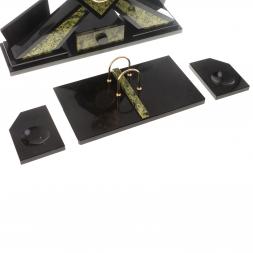 Письменный набор &amp;quot;Герб&amp;quot; с лотком для бумаг А4 и бюваром камень змеевик