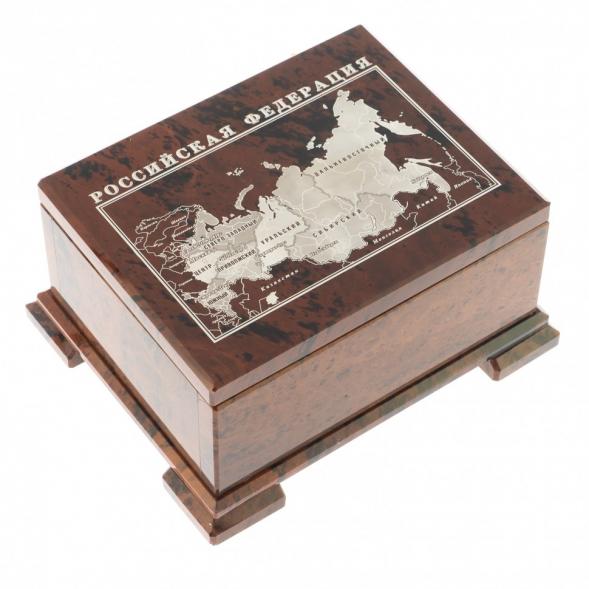 Шкатулка из обсидиана &amp;quot;Карта РФ&amp;quot; 15х13х8 см 125216