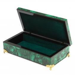 Шкатулка &amp;quot;Купюрница&amp;quot; из малахита с бронзовыми ножками 19х10х5,5 см