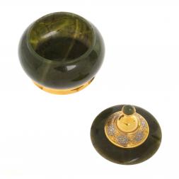 Икорница с крышкой "Нефритовая" Златоуст 9,5х9,5х10,5 см