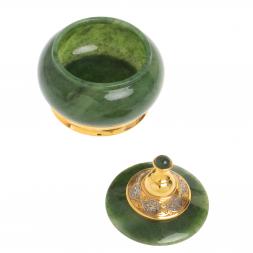 Икорница с крышкой "Нефритовая" Златоуст 9,5х9,5х10,5 см