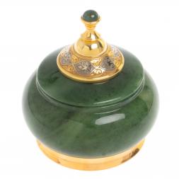 Икорница с крышкой "Нефритовая" Златоуст 9,5х9,5х10,5 см