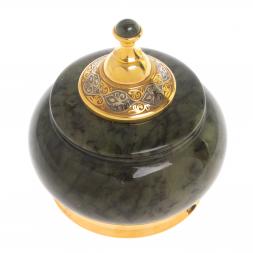 Икорница с крышкой "Нефритовая" Златоуст 9,5х9,5х10,5 см