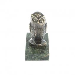 Статуэтка "Филин" из бронзы и змеевика