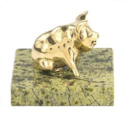 Статуэтка из бронзы и змеевика &amp;quot;Поросенок сидит&amp;quot;