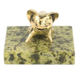 Статуэтка из бронзы и змеевика &amp;quot;Поросенок сидит&amp;quot;