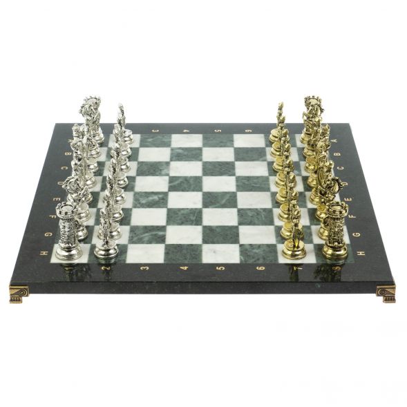Шахматы &amp;quot;Средневековые рыцари&amp;quot; доска мрамор / змеевик 44х44 см 128462
