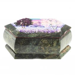 Шкатулка с рисунком &amp;quot;Зимний пейзаж&amp;quot; змеевик 17х10,5х7 см