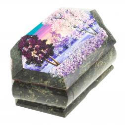 Шкатулка с рисунком &amp;quot;Зимний пейзаж&amp;quot; змеевик 17х10,5х7 см