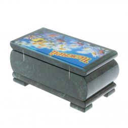 Шкатулка &amp;quot;Ромашки для нежной&amp;quot; из змеевика 16х8х7,5 см