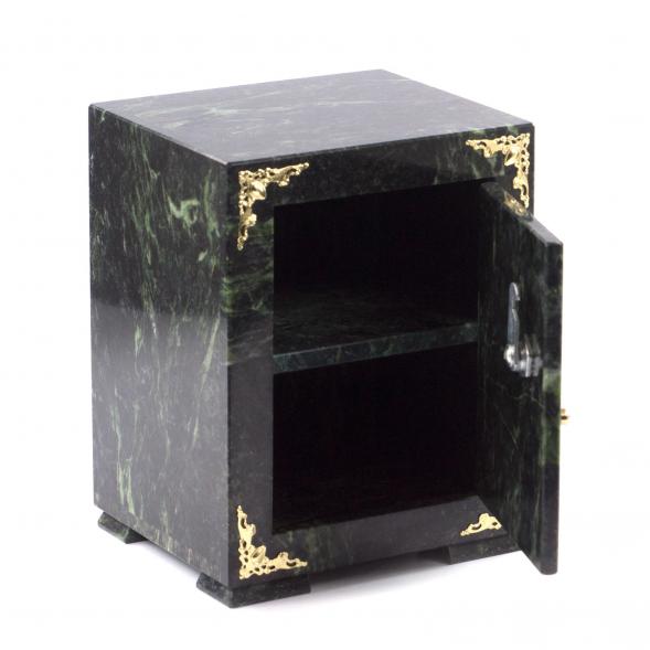 Сейф средний из камня темно-зеленый змеевик 19х16х24,5 см 121495