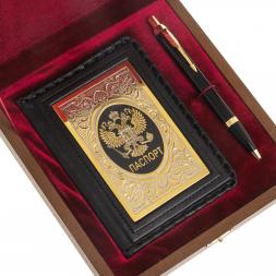 Подарочный набор &amp;quot;Документы&amp;quot; обложка для паспорта и ручка Parker