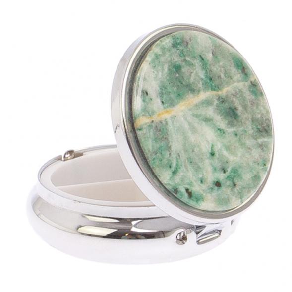 Таблетница на 3 отсека камень лиственит цвет серебро 125531