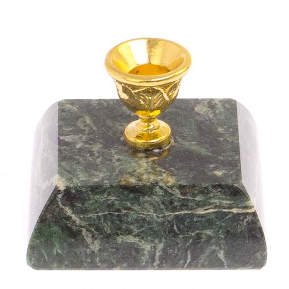 Подсвечник церковный из темно-зеленого змеевика 4,5х4,5х3,5 см 126121