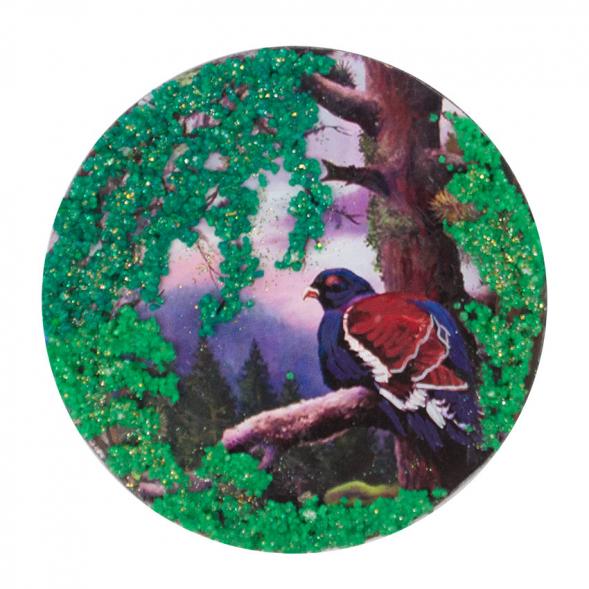 Магнит с рисунком &amp;quot;Глухарь на ветке&amp;quot; змеевик 117776