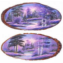 Панно на срезе дерева "Рассвет" горизонтальное 95-100 см каменная крошка