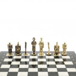 Шахматы сувенирные &amp;quot;Железнодорожники&amp;quot; бронза мрамор 40х40 см