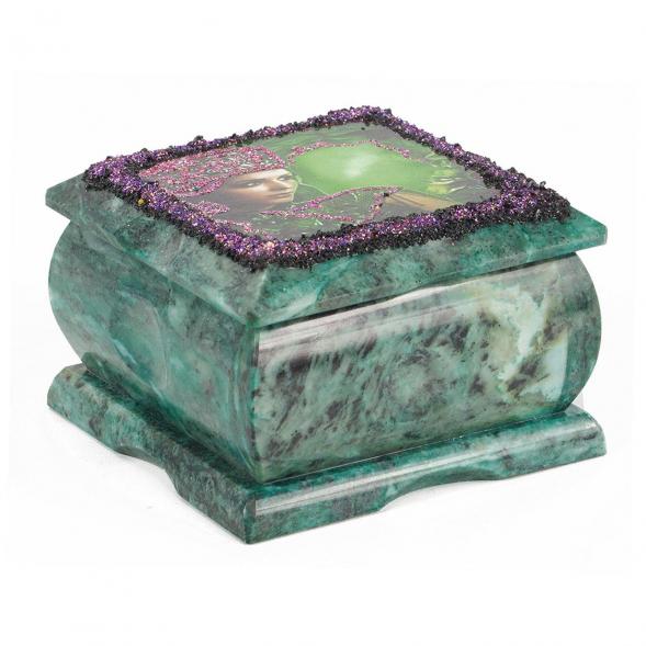 Шкатулка с иллюстрацией &amp;quot;Хозяйка медной горы&amp;quot; змеевик 10х10х6,5 см 118829