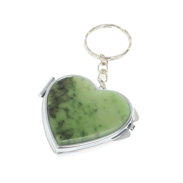 Складное зеркало брелок из нефрита сердце 127986