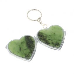 Складное зеркало брелок из нефрита сердце