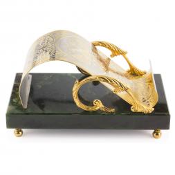 Подставка для телефона &amp;quot;Герб России&amp;quot; камень нефрит в подарочной коробке Златоуст