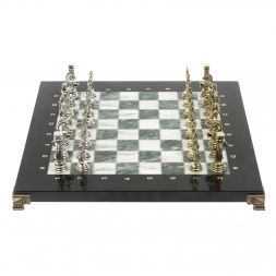 Шахматы подарочные "Посейдон" 32х32 см из змеевика и мрамора