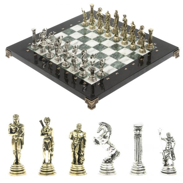 Шахматы подарочные &amp;quot;Посейдон&amp;quot; 32х32 см из змеевика и мрамора 128224