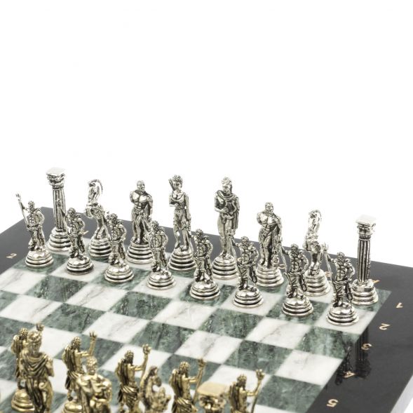 Шахматы подарочные &amp;quot;Посейдон&amp;quot; 32х32 см из змеевика и мрамора 128224