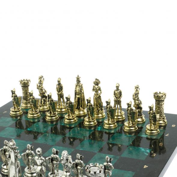 Шахматы &amp;quot;Средневековые рыцари&amp;quot; доска из змеевика 44х44 см 128463